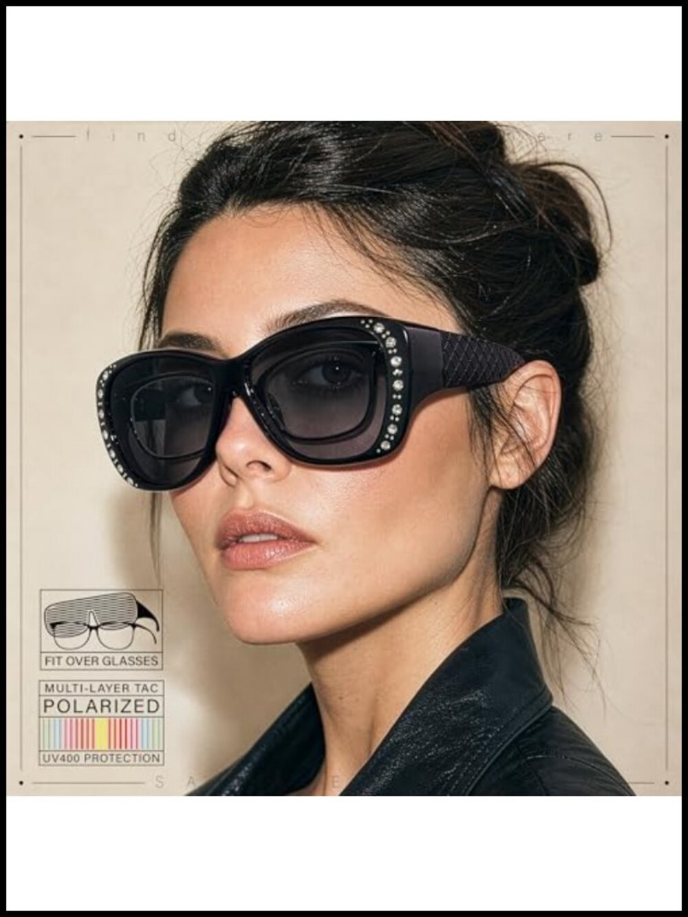 Fit Over Otg Polarized Rhinestone Butterfly Sunglasses View 2